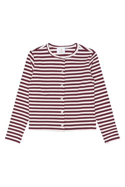The New Cardigan Moore Rib - Gardenia Striped
